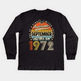 Awesome Since September 1972 Vintage 51st Birthday Kids Long Sleeve T-Shirt